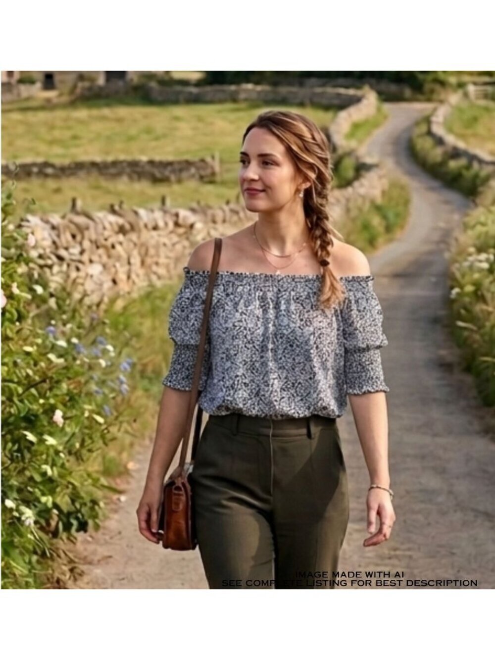 Karina Grimaldi Silk Blend Top L Off Shoulder Peasant Going Out Whimsigoth